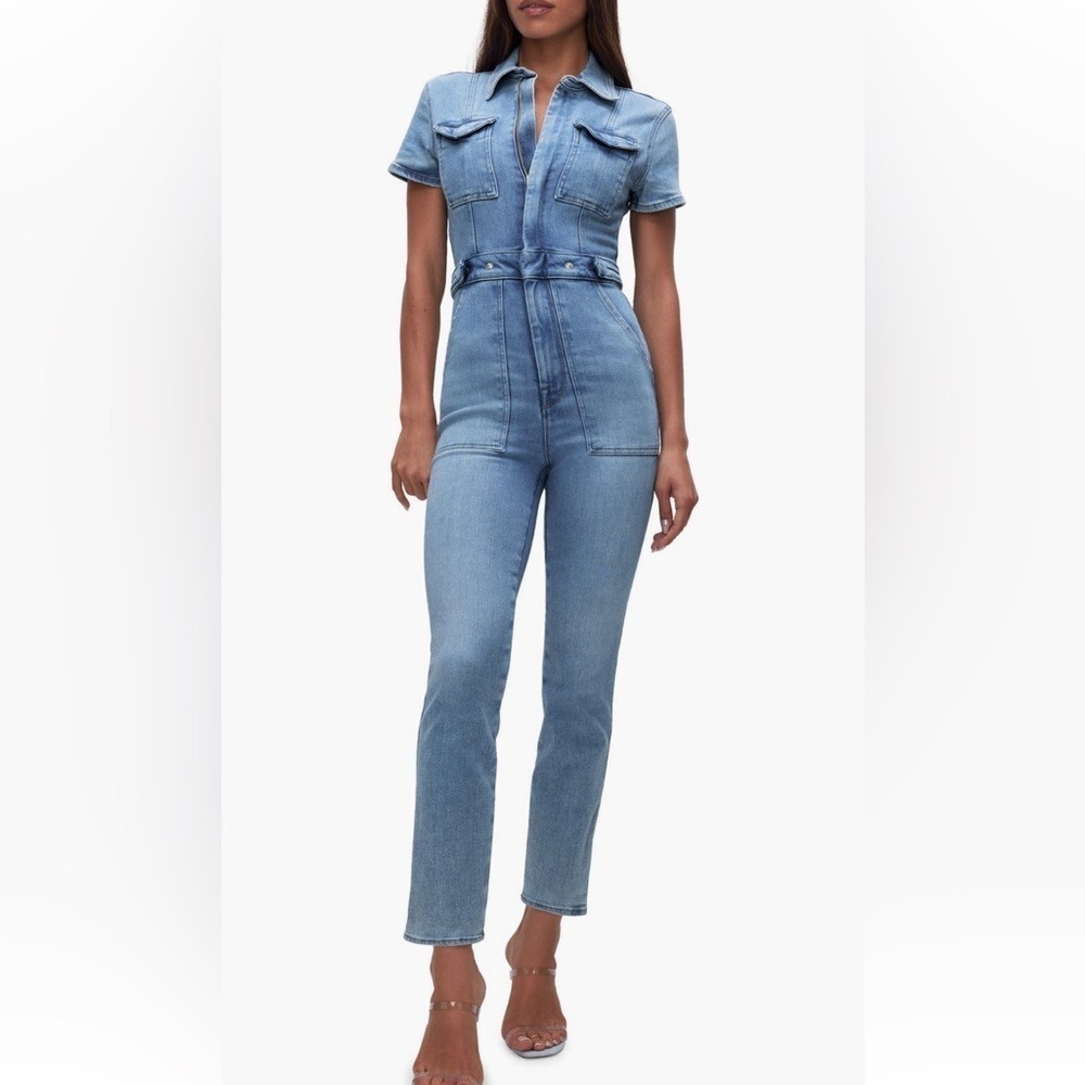 Good American Fit for Success Denim Jumpsuit Overalls